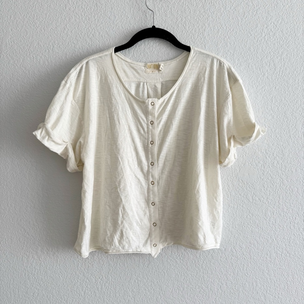 Nation LTD Los Angeles 100% Pima Cotton White T-Shirt Womens Medium Casual Tee